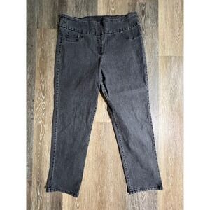 Ruby Rd Jeans Women 16W Black Pull On Straight Leg Stretch Denim Pants 99803